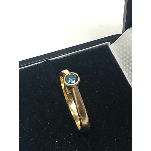 56 - 16ct gold blue diamond ring 3.3g blue diamond measures approx 3.5mm dia 0.22ct diamond