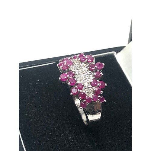 62 - 9ct white gold ruby & diamond ring weight 3.6g