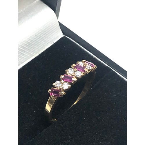 63 - 9ct gold ruby & diamond ring weight 1.6g