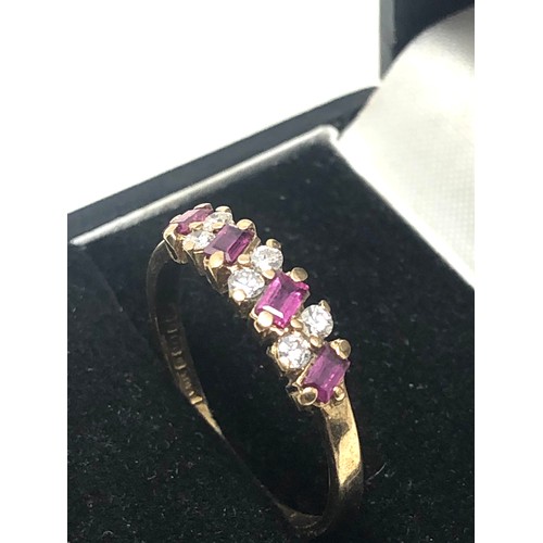 63 - 9ct gold ruby & diamond ring weight 1.6g