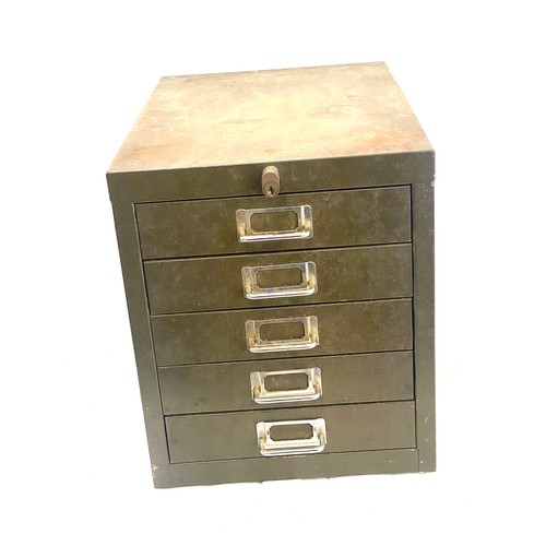 246 - Small 5 drawer metal filing cabinet measures approx 13inches high by 16inches depth 11 inches wide