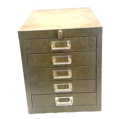 246 - Small 5 drawer metal filing cabinet measures approx 13inches high by 16inches depth 11 inches wide