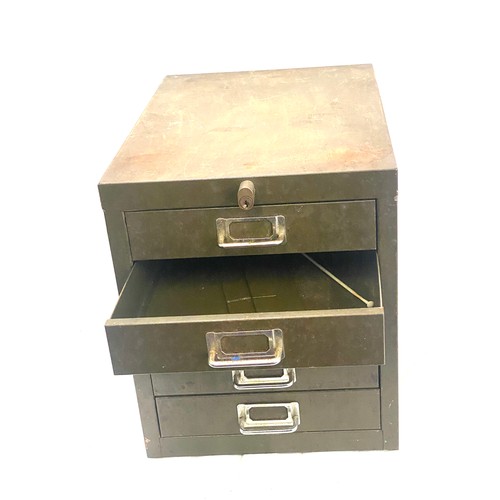 246 - Small 5 drawer metal filing cabinet measures approx 13inches high by 16inches depth 11 inches wide