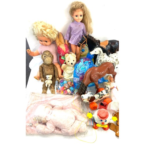 309 - Two boxes of vintage dolls, toys and games