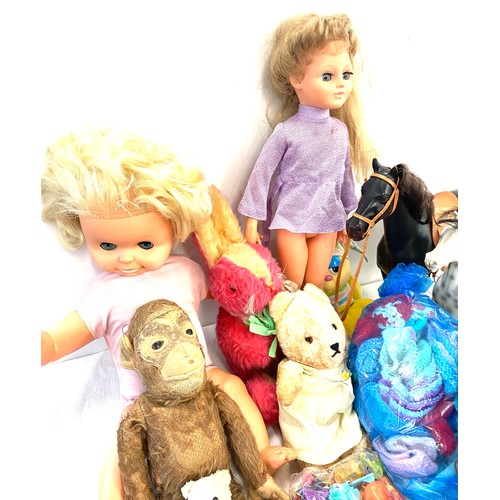 309 - Two boxes of vintage dolls, toys and games