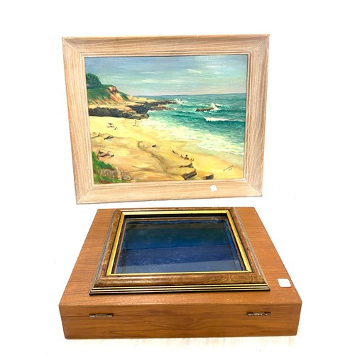 117 - Small wooden display case , approximate measurements: 16 x 12 x 4 inches, Signed W E Walker 1958, oi... 