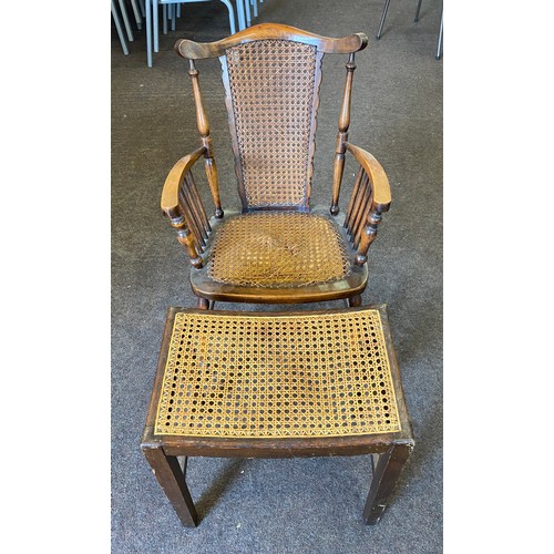 331 - Bergere carver chair and footstool