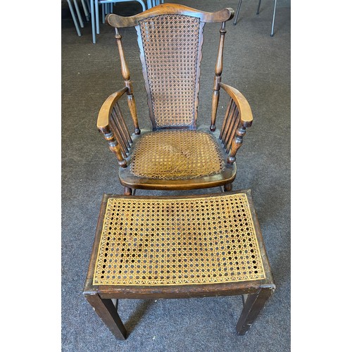 331 - Bergere carver chair and footstool