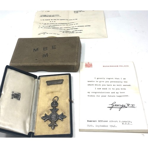 445 - Boxed military M.B.E with outer box & award letters