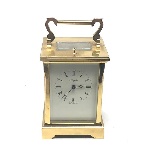 480 - large Angelus repeater carriage clock chimes half and hour the clock winds and ticks but is missing ... 