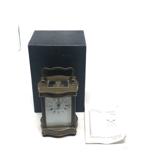 482 - large french  serpentine L.Epee carriage clock boxed & booklet full winds and does not ticks  with k... 