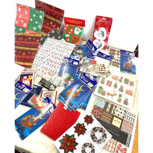 255 - A selection of assorted Christmas craft items to include post cards, foam stamps etc