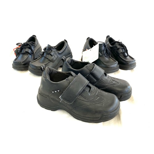 244 - 3 Pairs of boys school shoes includes 2 Light up stop look listen shoes