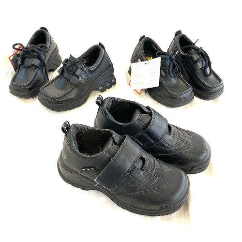 244 - 3 Pairs of boys school shoes includes 2 Light up stop look listen shoes