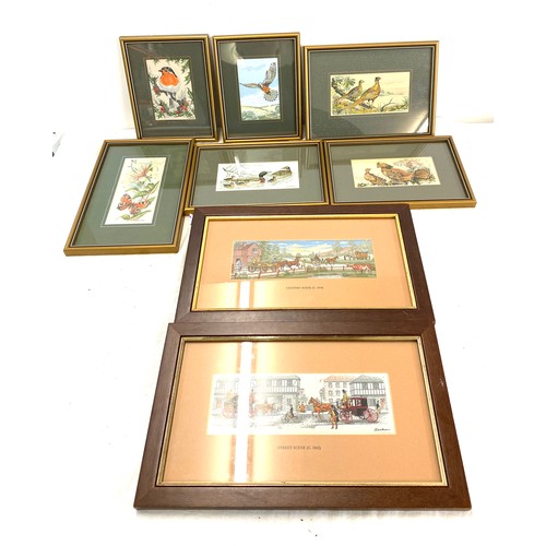 135 - Selection of framed Cash embroidery silks, largest measures approx 13 inches by 8.5 inches