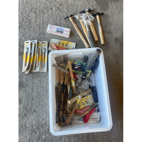 242 - Box of assorted hammers and files