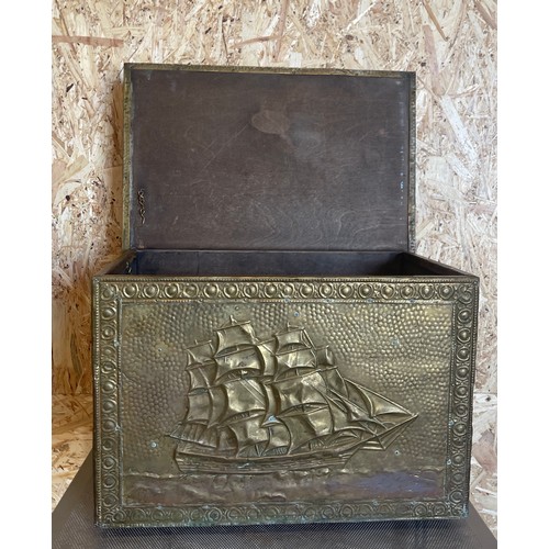 252 - Brass ships box measures approx 12 inches tall 18inches wide 12depth