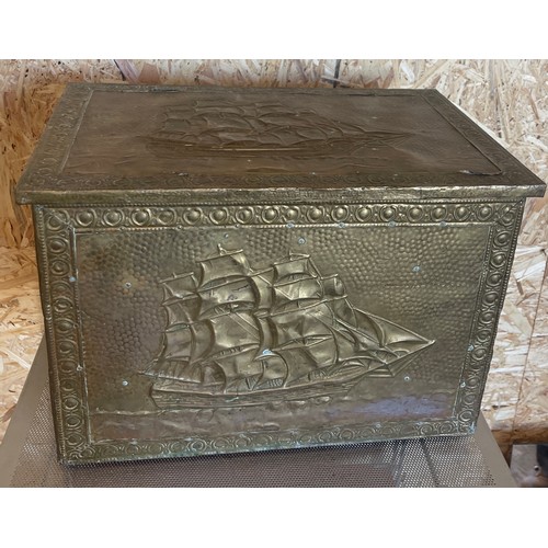 252 - Brass ships box measures approx 12 inches tall 18inches wide 12depth