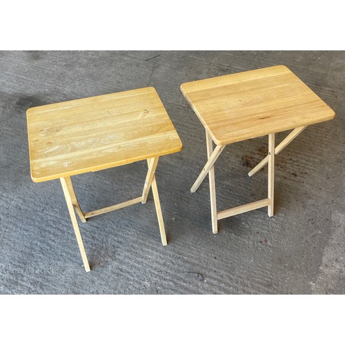 193 - Foldable wooden tables each measures approx 26 inches tall 19 inches wide 14 inches depth