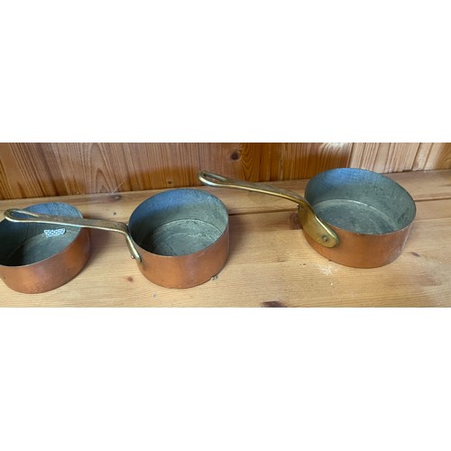 292 - Set of vintage copper saucepans