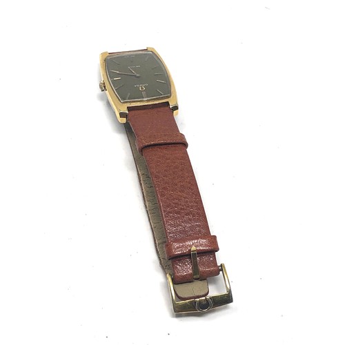 459 - Vintage omega deville gents wristwatch rectangular case moss green dial omega buckle strap the watch... 