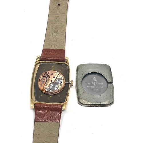 459 - Vintage omega deville gents wristwatch rectangular case moss green dial omega buckle strap the watch... 