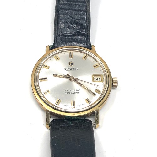 455 - Gents Retro 1970's Roamer Stingray Roto 44 Date Wrist Watch the watch is ticking