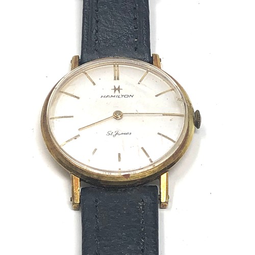 451 - Vintage gents Hamilton st james wristwatch the watch is ticking