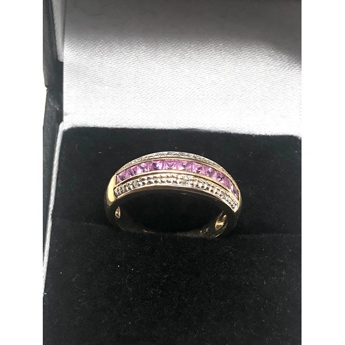 83 - 9ct gold pink sapphire & diamond ring weight 3g