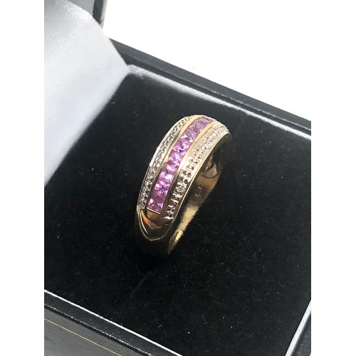 83 - 9ct gold pink sapphire & diamond ring weight 3g