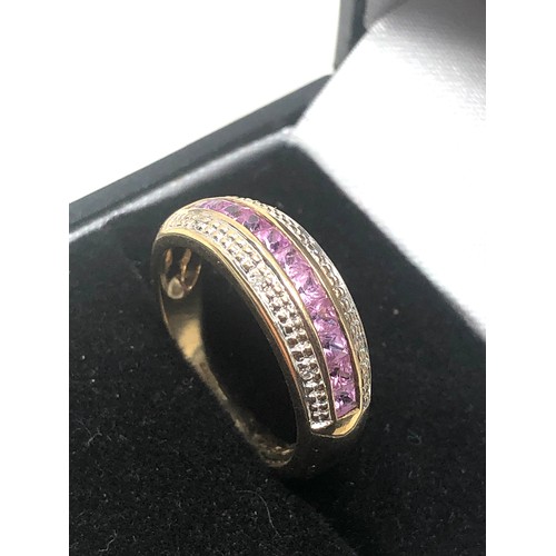 83 - 9ct gold pink sapphire & diamond ring weight 3g