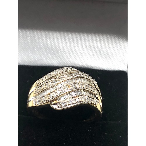 92 - 9ct gold Mixed cut diamond ring weight 4.2g est 1ct diamonds