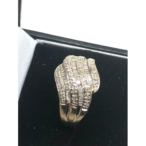 92 - 9ct gold Mixed cut diamond ring weight 4.2g est 1ct diamonds