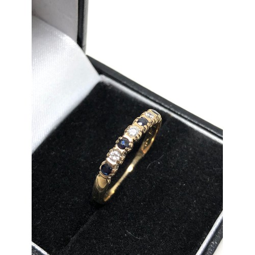 102 - 9ct gold  sapphire & diamond ring weight 1.8g 0.10ct diamonds