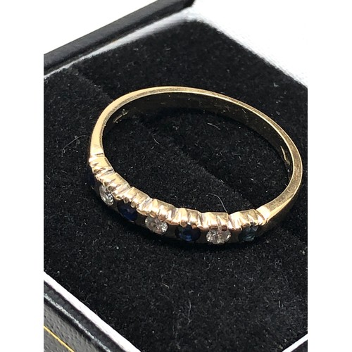 102 - 9ct gold  sapphire & diamond ring weight 1.8g 0.10ct diamonds