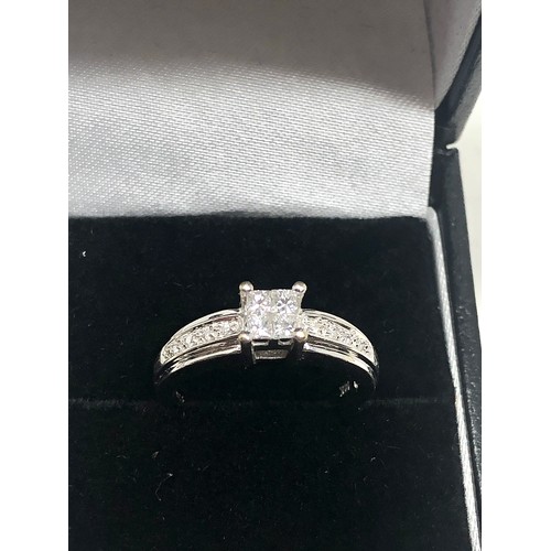 107 - Fine 18ct white gold diamond ring set with .025ct diamonds weight of ring 4g, ring size K