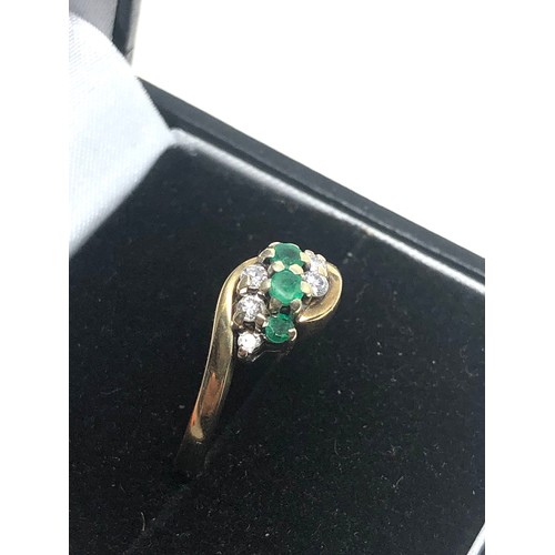 112 - 9ct gold emerald & diamond ring weight 3.1g