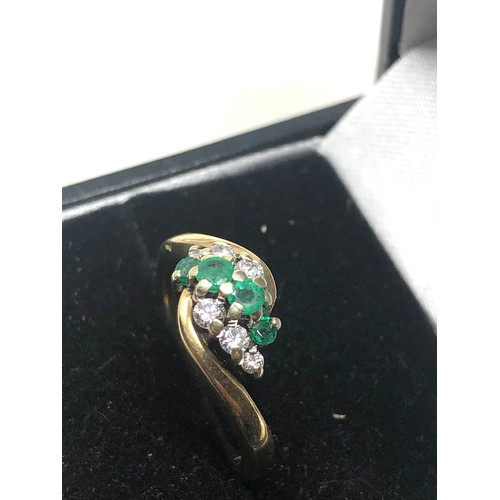 112 - 9ct gold emerald & diamond ring weight 3.1g