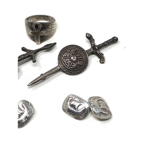 431 - 4 X Sterling Silver Vintage Celtic & Viking Jewellery Including Chester Hallmarks (37g)