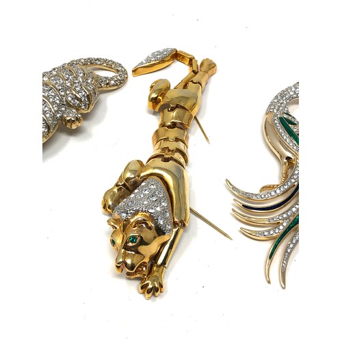 433 - 3 X Statement Rhinestone Animal Brooches