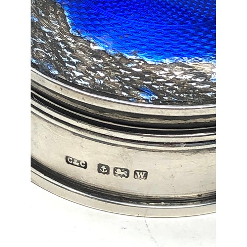 6 - Antique silver & enamel lid powder box enamel wear to lid measures approx 5.7cm dia