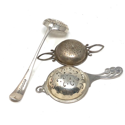 16 - 3 antique silver strainers inc georgian silver sifter spoon