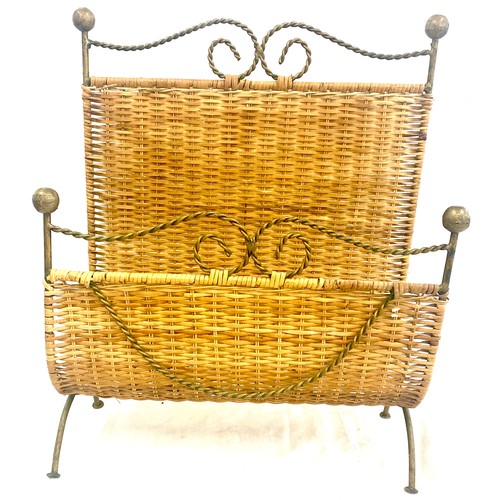 114 - Vintage magazine rack, approximate height: 23.5 inches by 19 inches