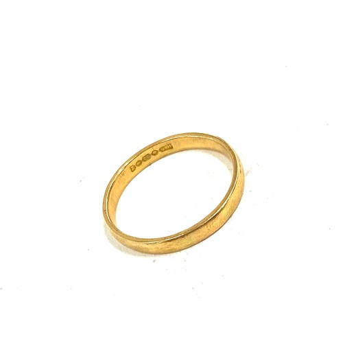 531 - Hallmarked 22ct Gold wedding band total weight 2.7 grams, ring size M/N