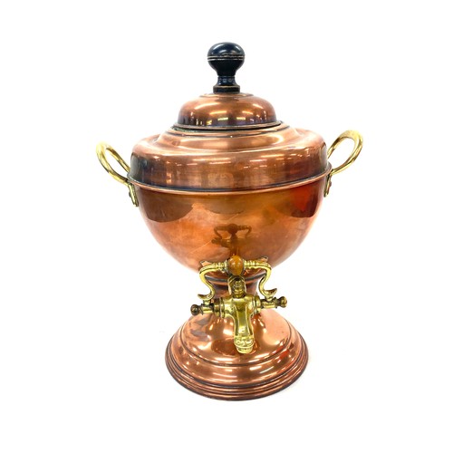 128 - Copper samovar, approximate measurements: Height 13.5 inches, Width 10.5 inches