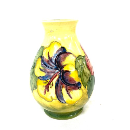 530 - Yellow Moorcroft small vase, overall height 5.5 inches, good overall condition, crazing to paint wor... 