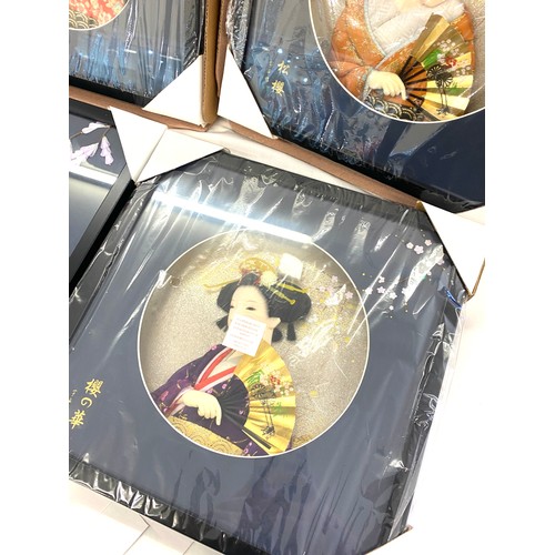 98 - 4 Vintage Chinese framed 3d pictures, each frame measures approximately 12.5 inches square