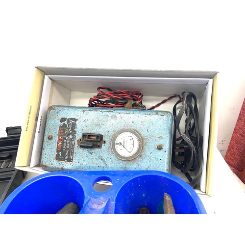 303 - Selection of tools to include drill and accessories, battery charger, drill bits