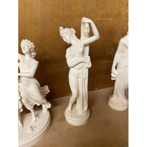 69 - Selection of 4 resin lady figures, approximate height of tallest 10 inches