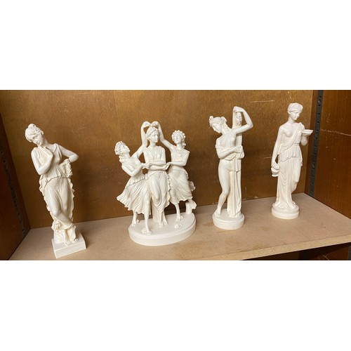 69 - Selection of 4 resin lady figures, approximate height of tallest 10 inches